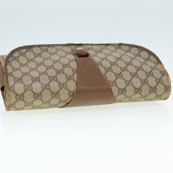 GUCCI GG Supreme Web Sherry Line Clutch Bag PVC Beige Red 89 01 031 Auth 89507 - Picture 5 of 16